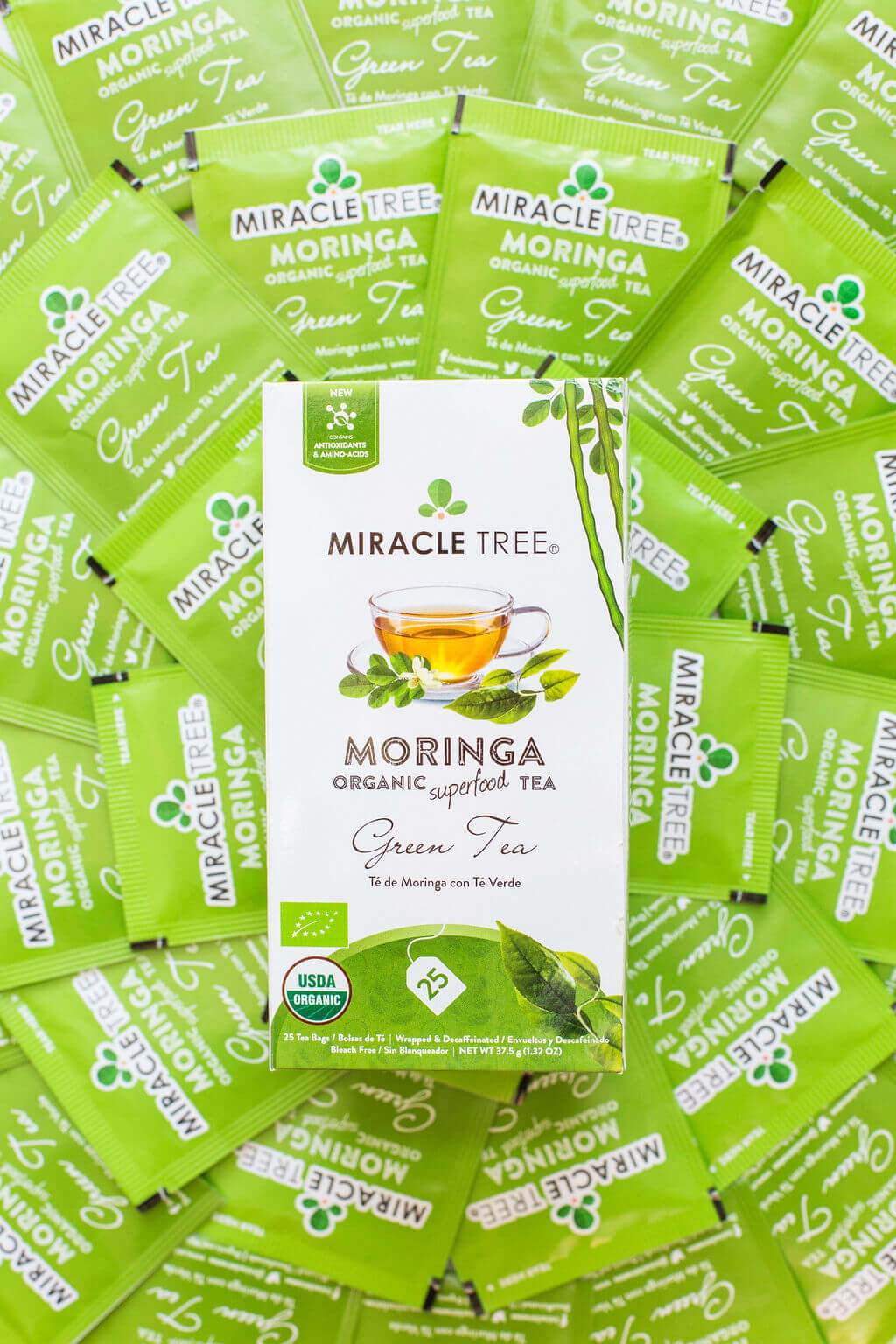 Organic Moringa Tea - Green Tea - Decaffeinated Herbal Tea