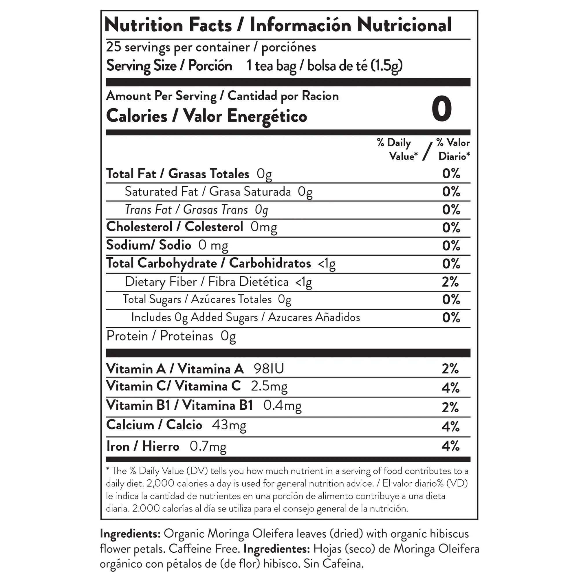 Organic Moringa Tea - Hibiscus - Caffeine-Free Herbal Tea