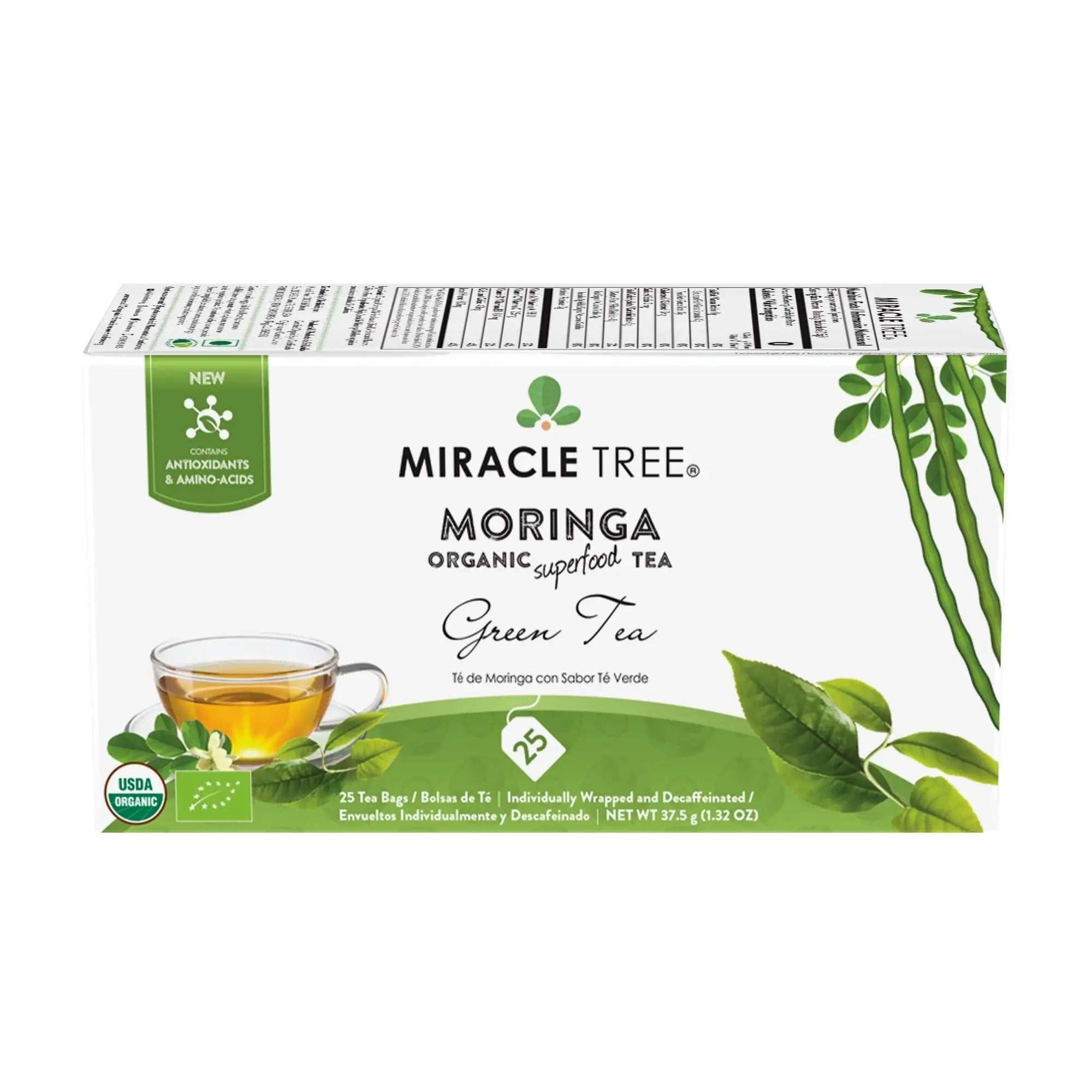 Organic Moringa Tea - Green Tea - Decaffeinated Herbal Tea