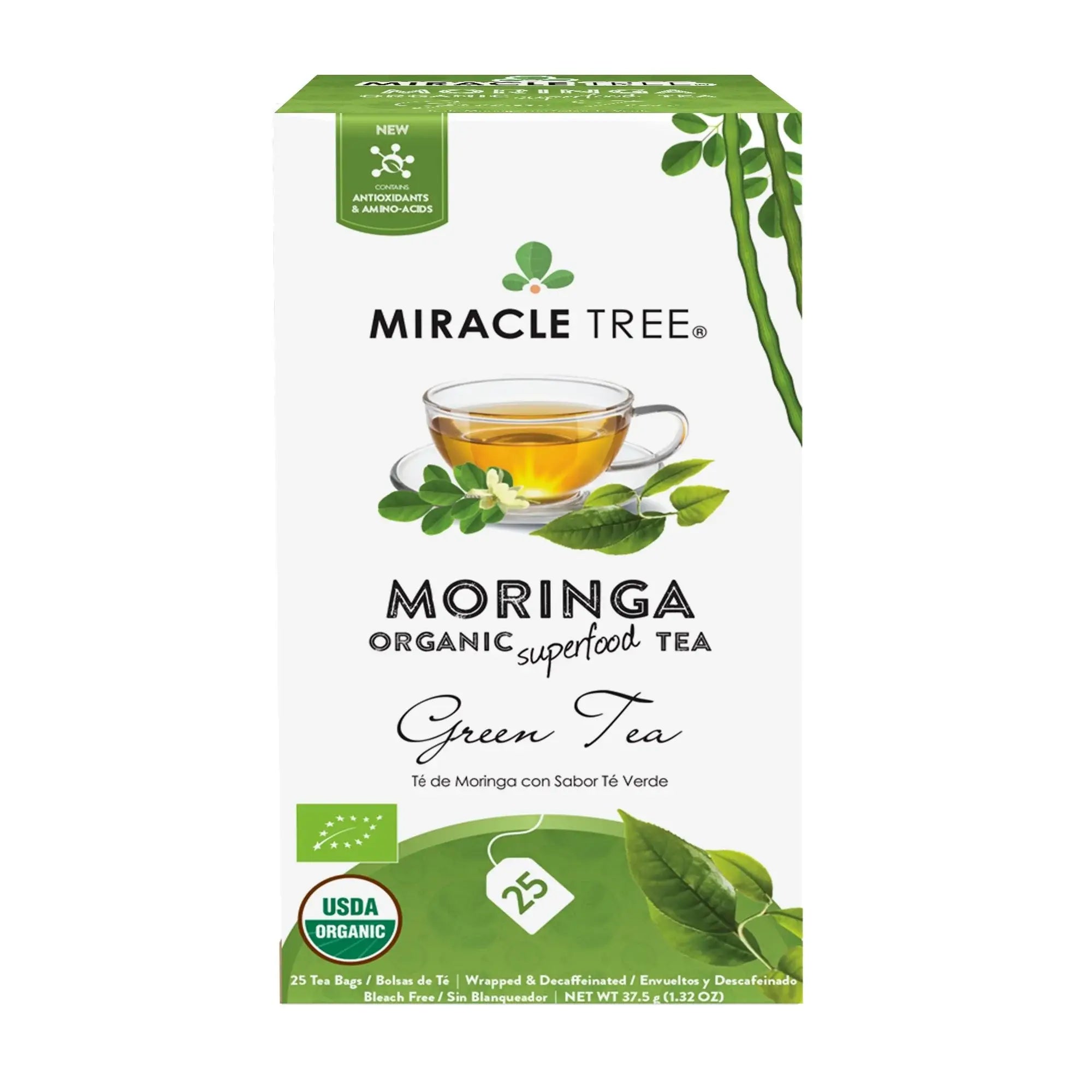 Organic Moringa Tea - Green Tea - Decaffeinated Herbal Tea