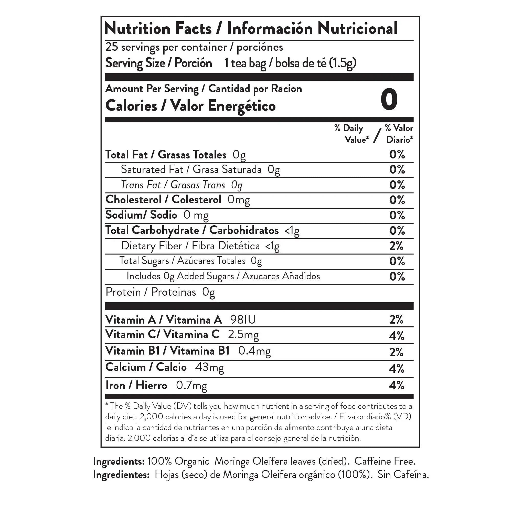 Organic Moringa Tea - Original - Caffeine-Free Herbal Tea