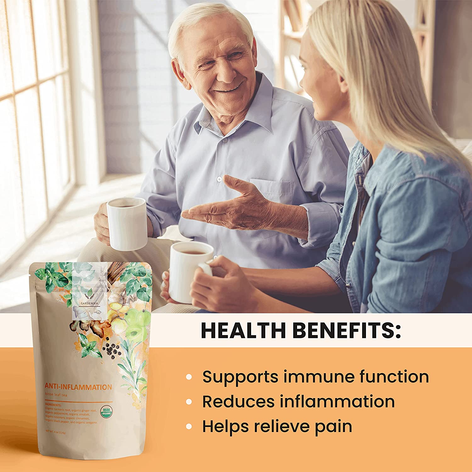 Anti-Inflammatory Tea, Turmeric Ginger Herbal Blend | Organic & Kosher